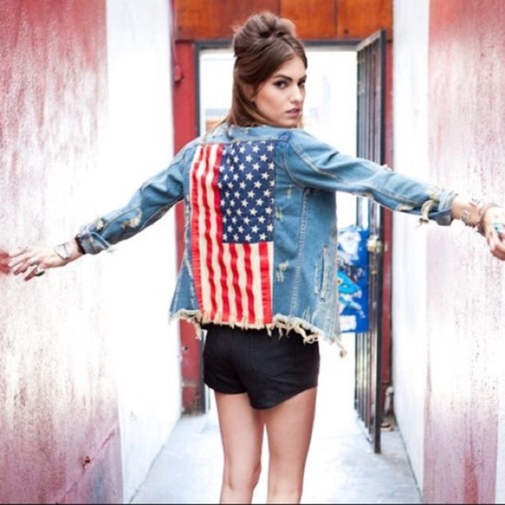 UNIF Blue Jean Jacket with American Flag Patch